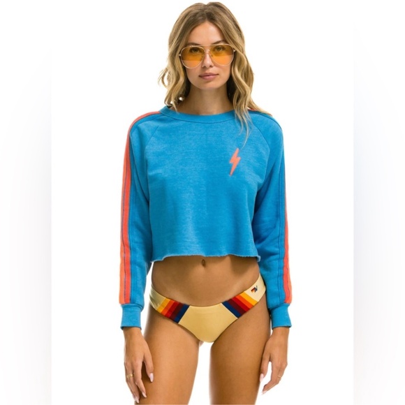 Aviator Nation Bolt Embroidery Classic Cropped Sweatshirt - Picture 2 of 8